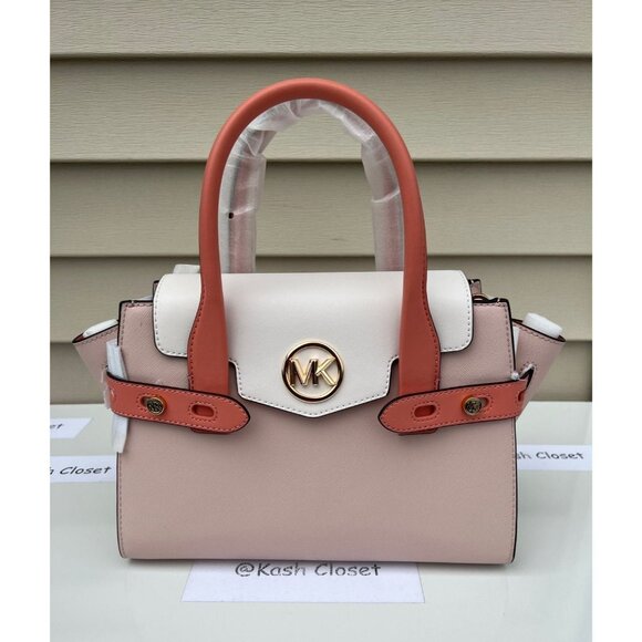 Michael Kors carmen satchel medium purse color block belted saffiano leather - Picture 1 of 10